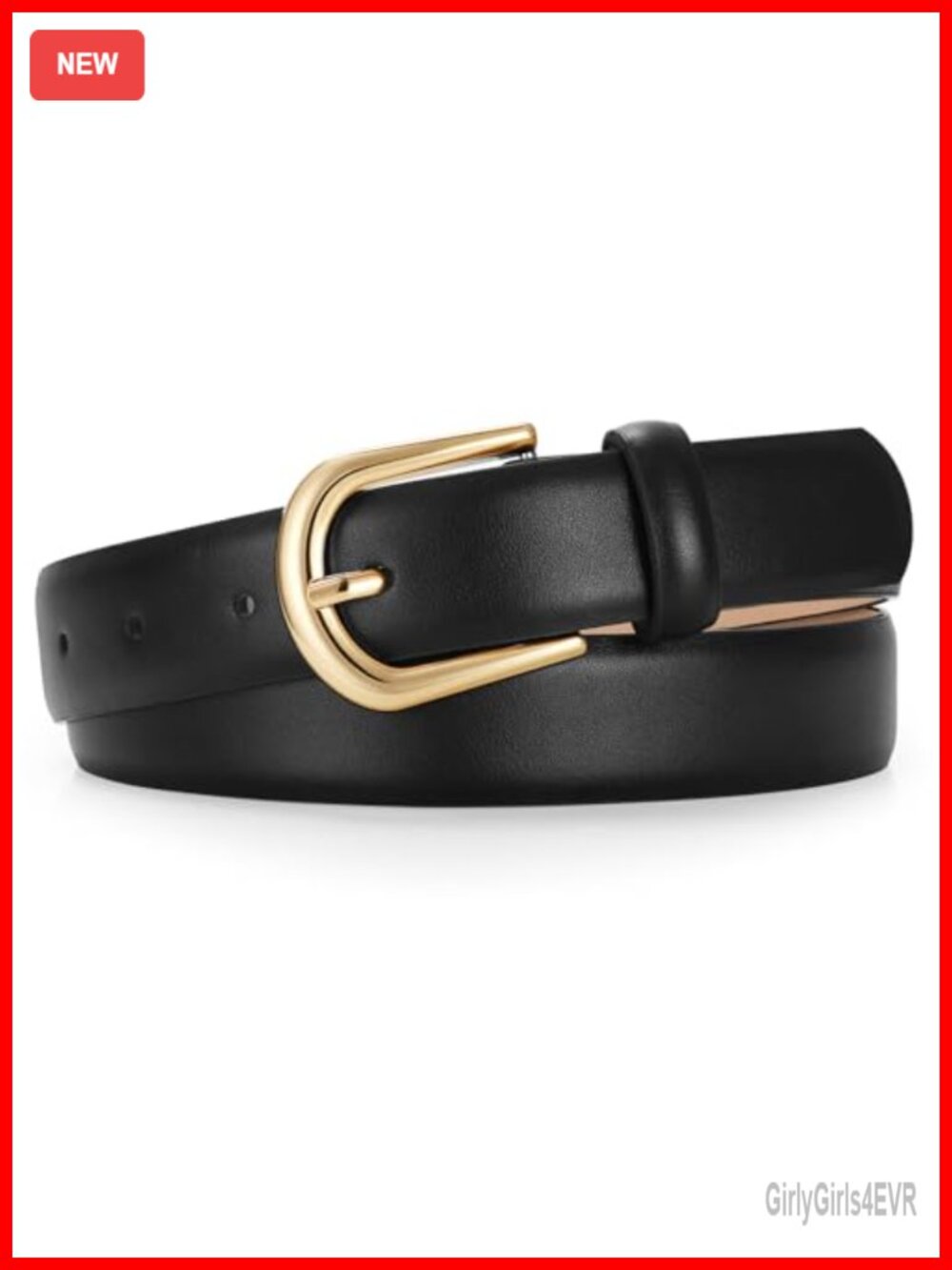 Faux Leather Women's Belt with Gold Buckle Adjustable Fashion Waist Belt for